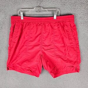The North Face Ripstop Shorts Men's Large Red Logo Pockets Drawstring Waist